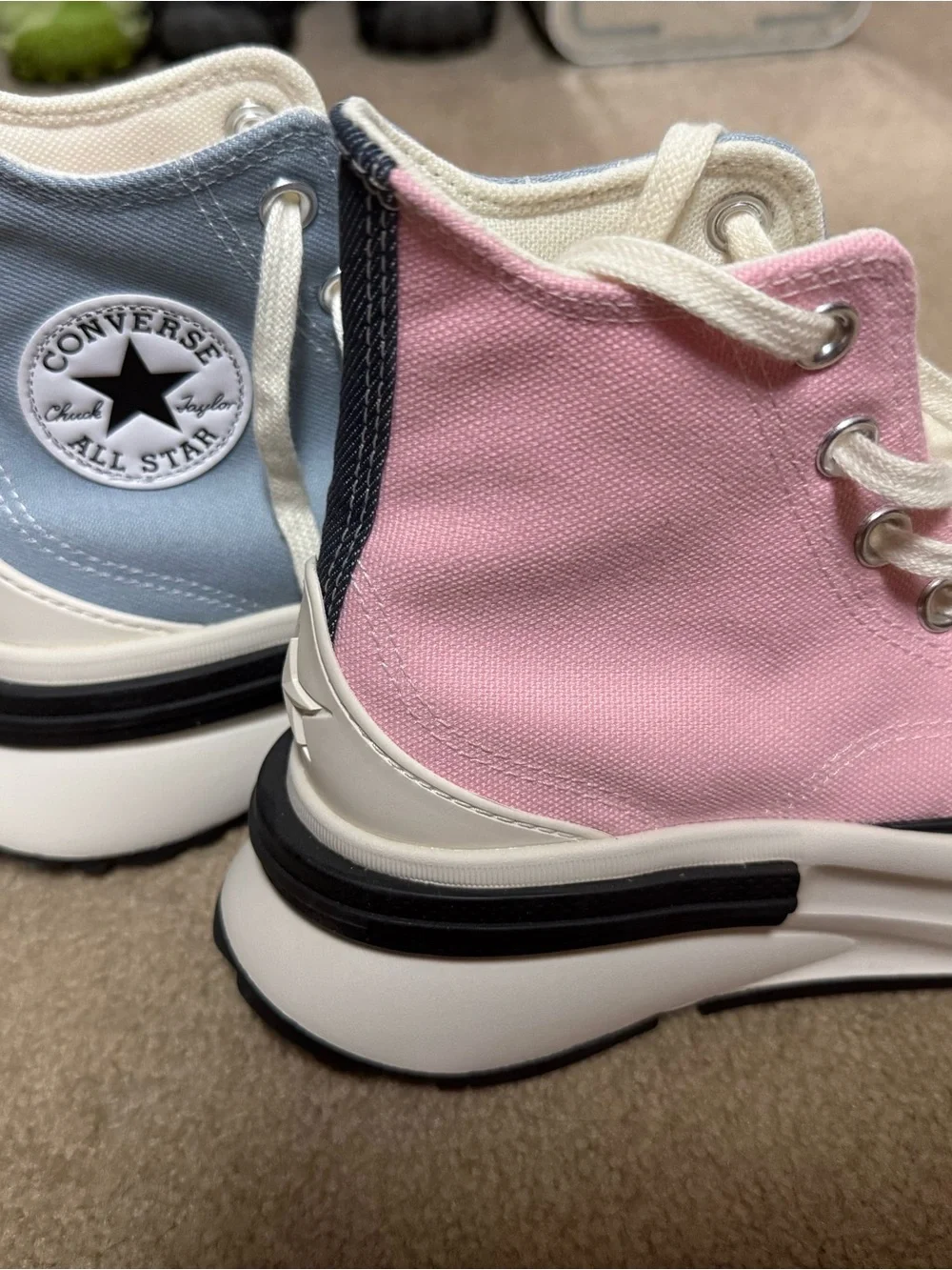 Converse Two-Tone Canvas High Top Sneakers - Pink & Light Blue